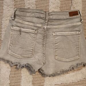 Green Distressed Denim Shorts